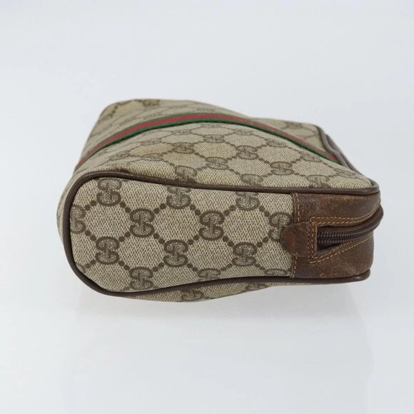 GUCCI GG Supreme Web Sherry Line Clutch Bag PVC Beige 63 014 3553 Auth am9488 - Picture 6 of 16